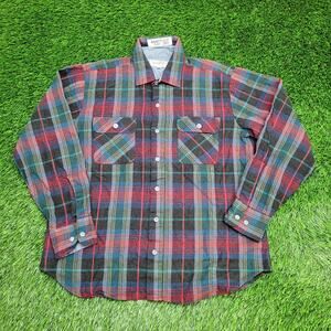 Vintage 90s Check Plaid Jacket Large 22x28 Red Shacket Lined